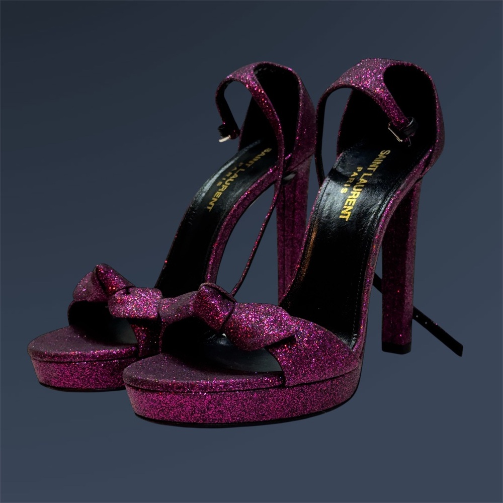 Saint Laurent Paris Women's Glitter Pink Heels